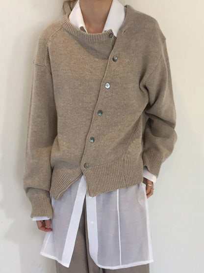 Dropped Shoulder Buttoned Cardigan nicholesgifts