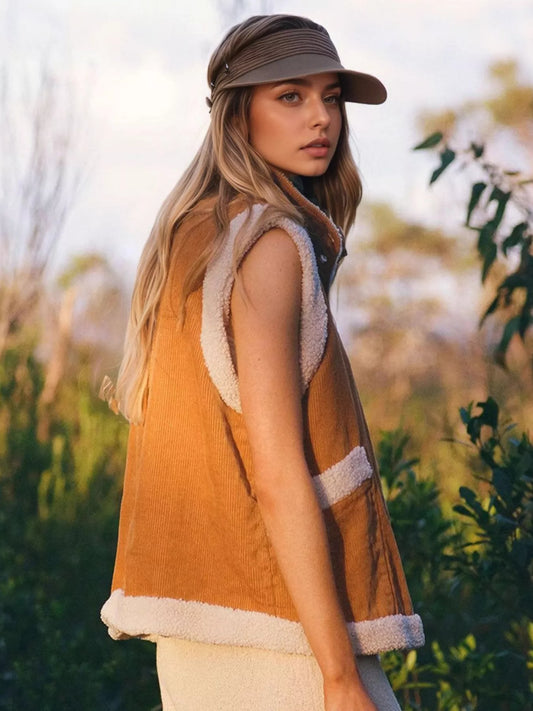 Button Up Sherpa Vest Coat nicholesgifts