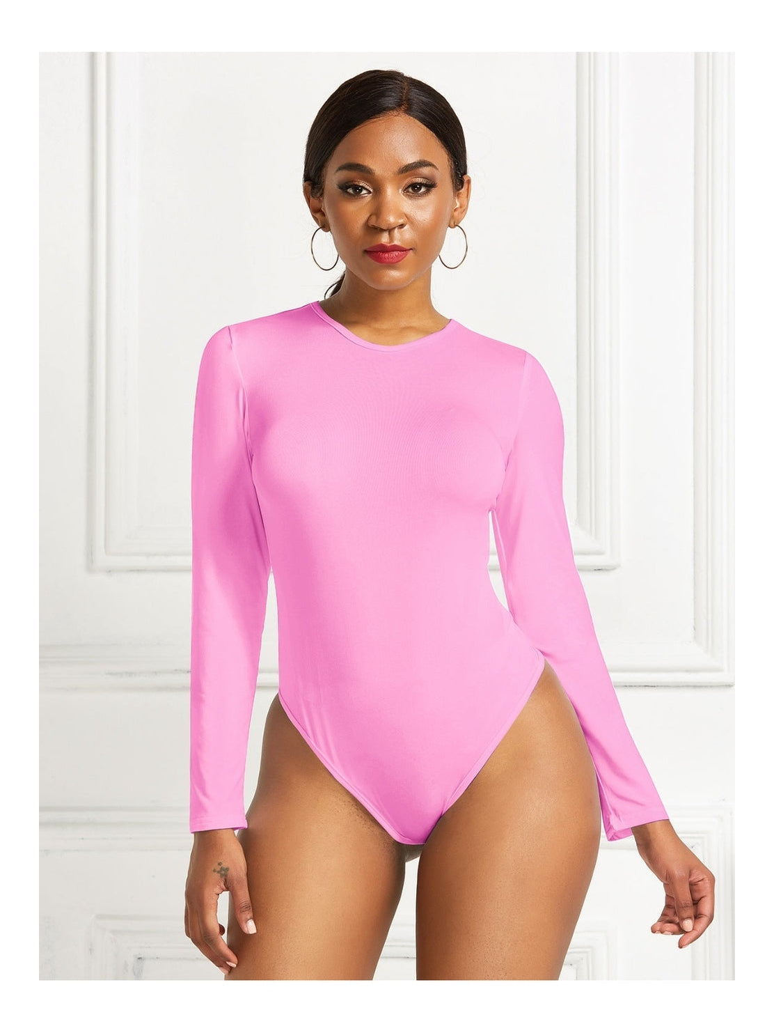 Round Neck Long Sleeve Bodysuit nicholesgifts