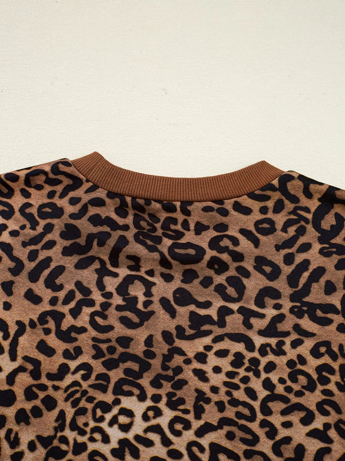 Leopard Print Contrast Trim Long Sleeve Top and Pants Set nicholesgifts