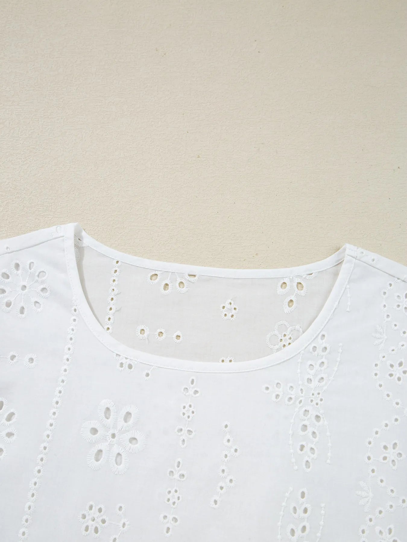 Eyelet Long Sleeve Blouse with Elastic Cuffs NicholesGifts