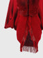 Women Open Front Fringe Hem Poncho nicholesgifts