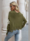 Flower Distressed Long Sleeve Sweater Trendsi