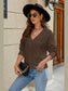 Openwork Surplice Long Sleeve Sweater nicholesgifts