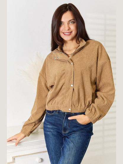 Perfee Long Sleeve Dropped Shoulder Jacket nicholesgifts