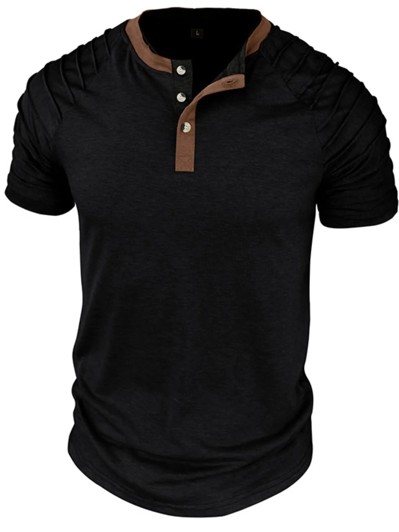 Men's Full Size Casual Henley Short Sleeve Top with Contrast Collar Plus Size NicholesGifts