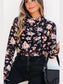 Women Floral Mock Neck Long Sleeve Blouse nicholesgifts