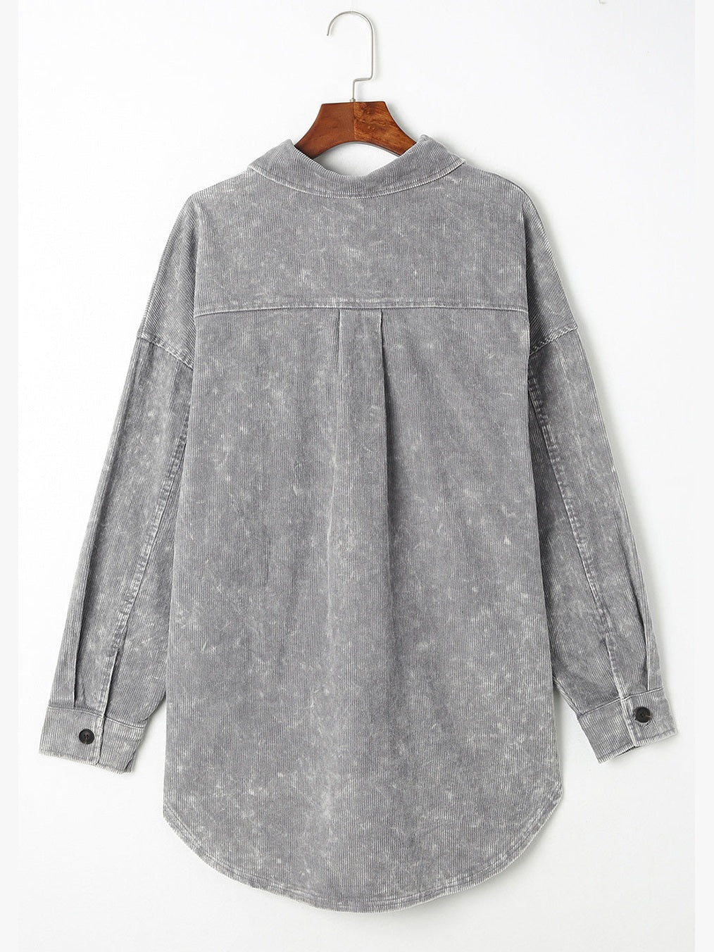 Washed Button Down Dropped Shoulder Jacket nicholesgifts