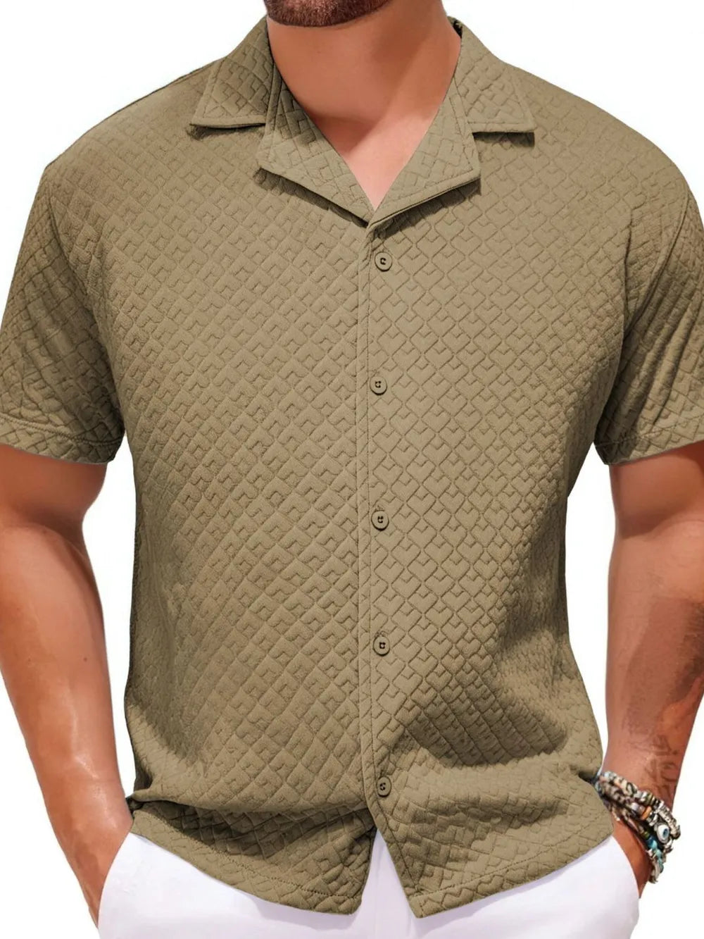 Men's Plus Size Button Down Short Sleeve Shirt Trendsi