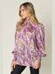 Double Take Full Size Printed Smocked Long Sleeve Blouse nicholesgifts