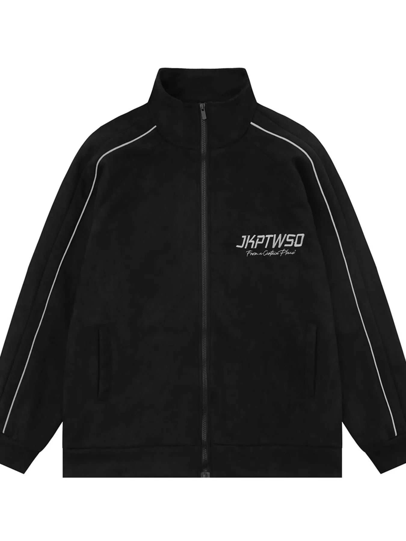 Men's Letter Graphic Track Jacket with Contrast Trim Trendsi