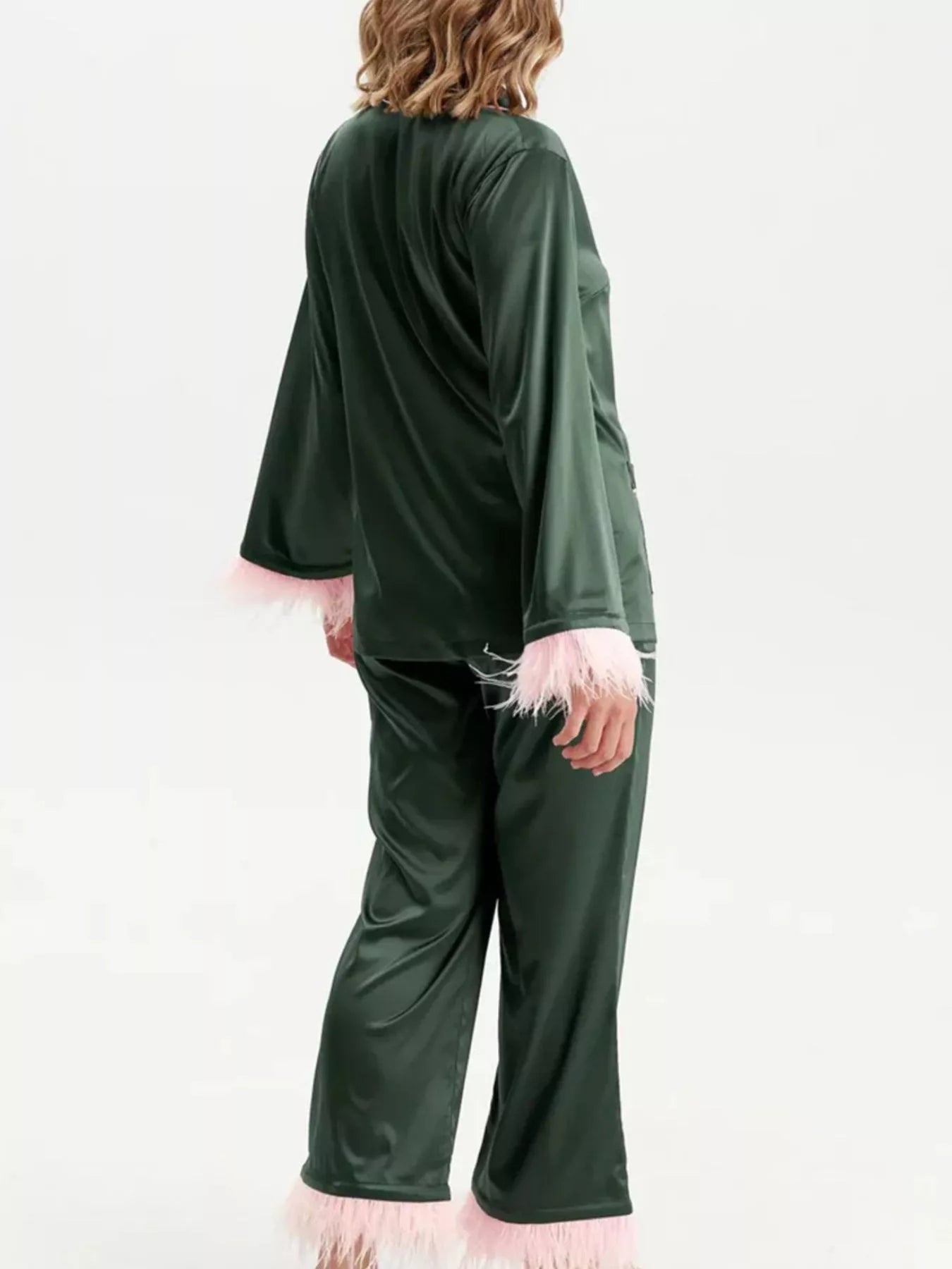 Silky Button Up Top and Pants Lounge Set nicholesgifts