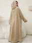 Pocketed Contrast Long Sleeve Hooded Lounge Dress nicholesgifts