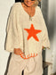 Star V-Neck Long Sleeve Oversize Sweater nicholesgifts