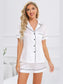 Printed Button Up Short Sleeve Top and Shorts Lounge Set nicholesgifts