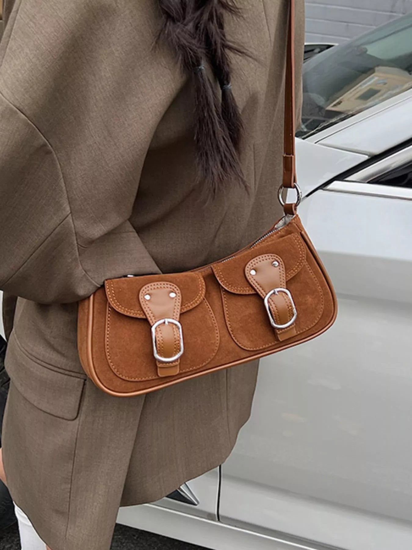 Buckle Decor Shoulder Bag nicholesgifts