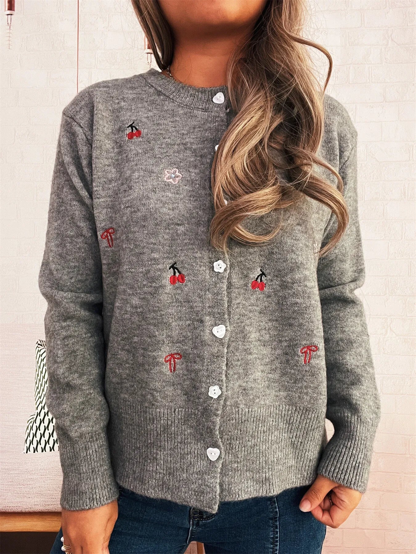 Ribbed Button-Front Knit Cardigan