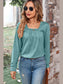 Ruched Square Neck Long Sleeve T-Shirt nicholesgifts