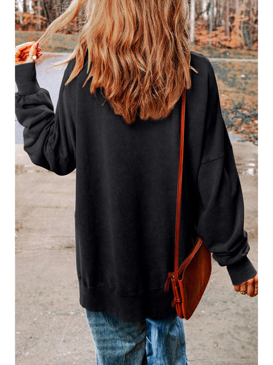 Women Hey Boo Graphic Round Neck Sweatshirt nicholesgifts