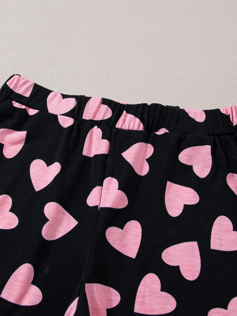 Heart Print Long Sleeve Top and Shorts Lounge Set nicholesgifts
