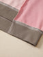 Women Color Block Mix Texture Waffle Patchwork Oversize Sweatshirt nicholesgifts