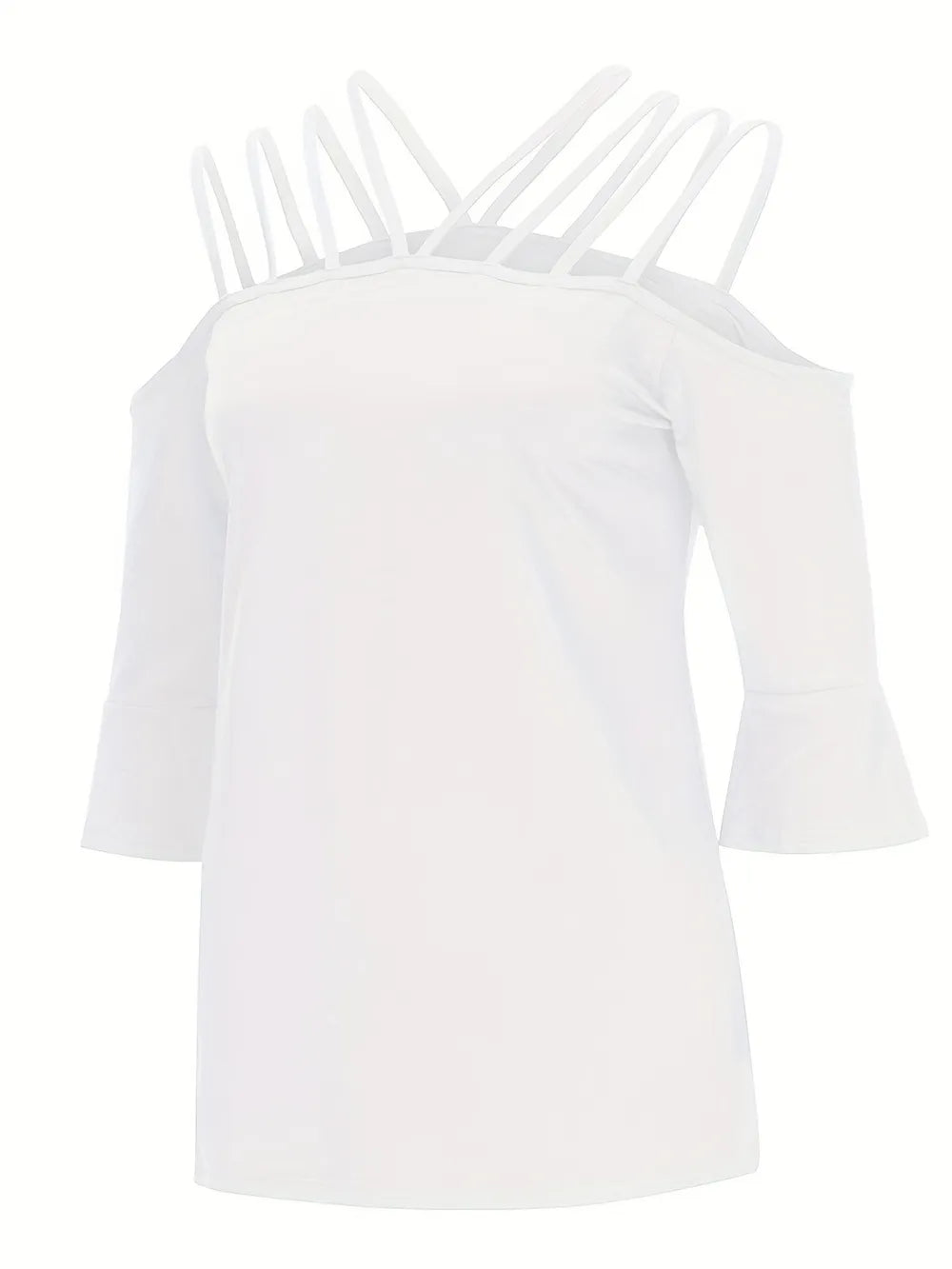 Full Size Cold Shoulder Three-Quarter Sleeve Blouse nicholesgifts
