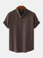 Men's Mandarin Collar Short Sleeve Henley Shirt nicholesgifts
