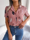 Feather Print Lapel Collar Puff Sleeve Shirt nicholesgifts
