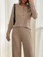 Button Detail Long Sleeve Top and Pants Set nicholesgifts