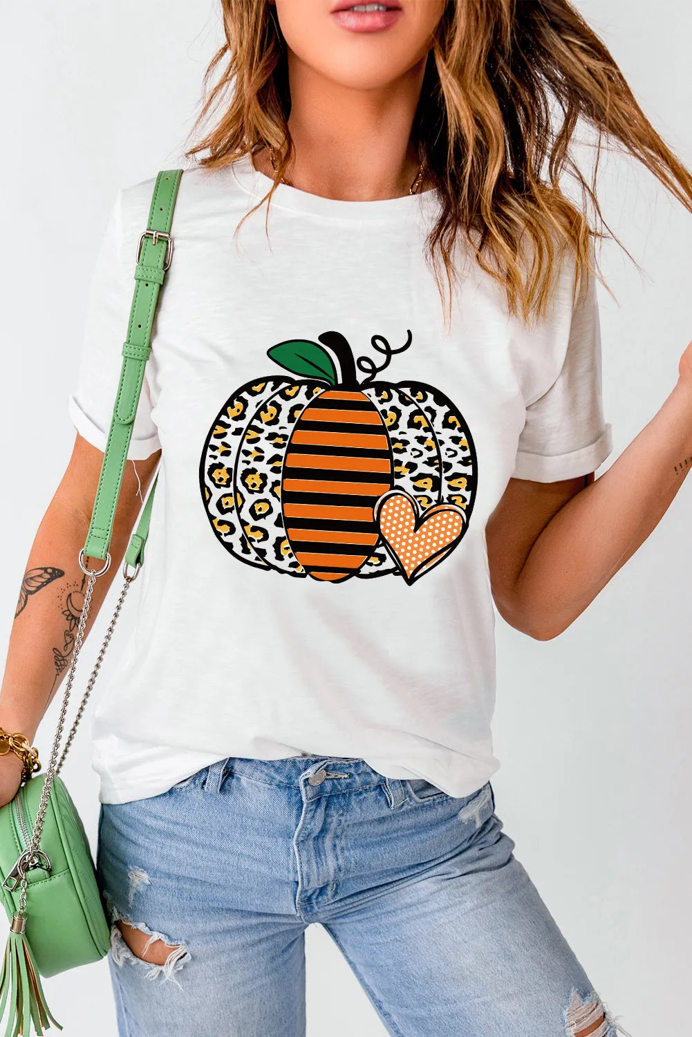 Pumpkin Graphic Round Neck Short Sleeve T-Shirt Trendsi