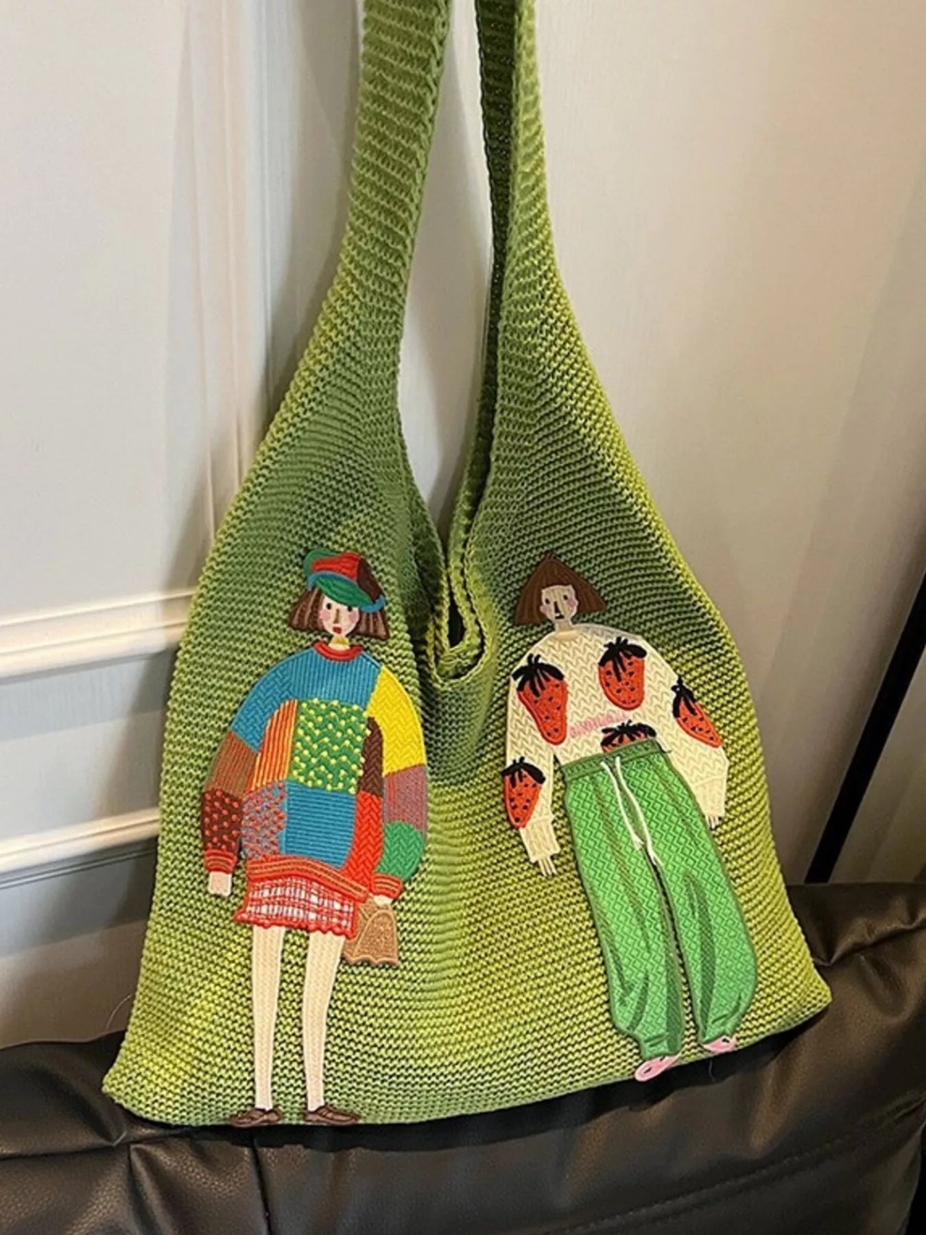 Knitted Embroidered Shoulder Bag nicholesgifts
