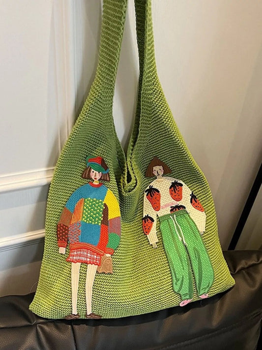 Knitted Embroidered Shoulder Bag nicholesgifts