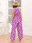 Leaf Print Sleeveless Jumpsuit nicholesgifts