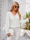 Applique V-Neck Flounce Sleeve T-Shirt nicholesgifts