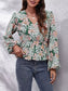 Floral V-Neck Balloon Sleeve Blouse nicholesgifts