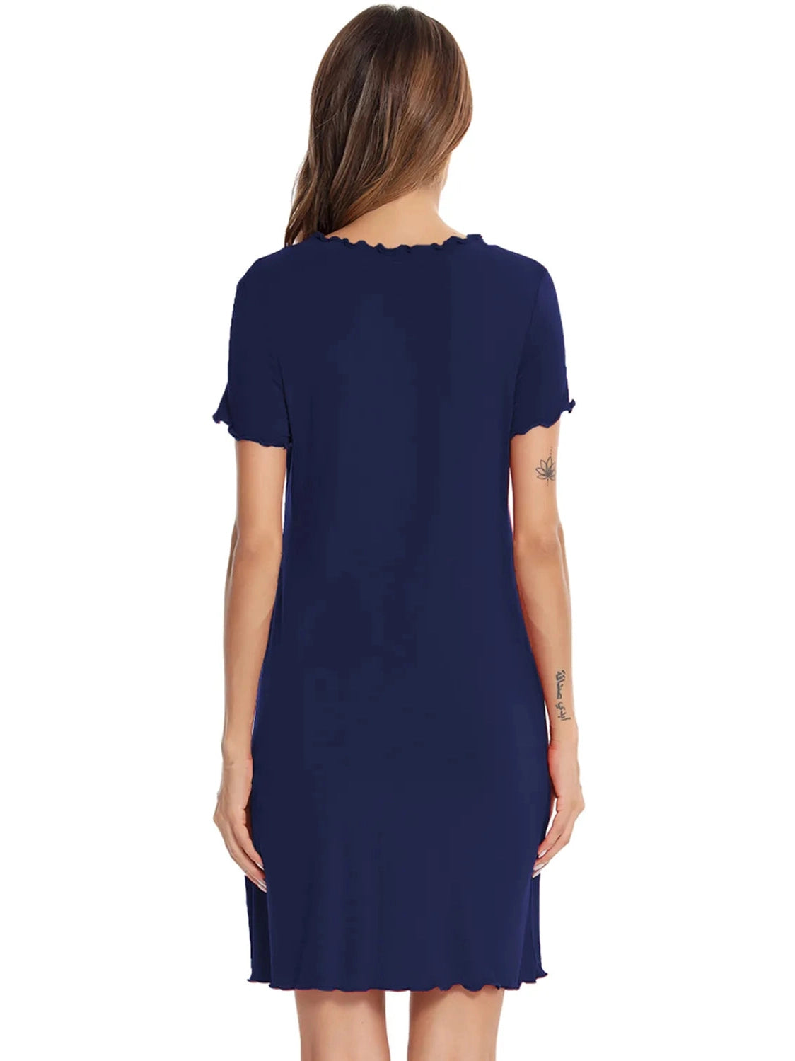 Round Neck Short Sleeve Lounge Dress nicholesgifts
