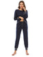 Round Neck Top and Pants Lounge Set nicholesgifts