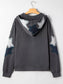 Star Patchwork Contrast Stitching Mineral Wash Kangaroo Pocket Hoodie nicholesgifts