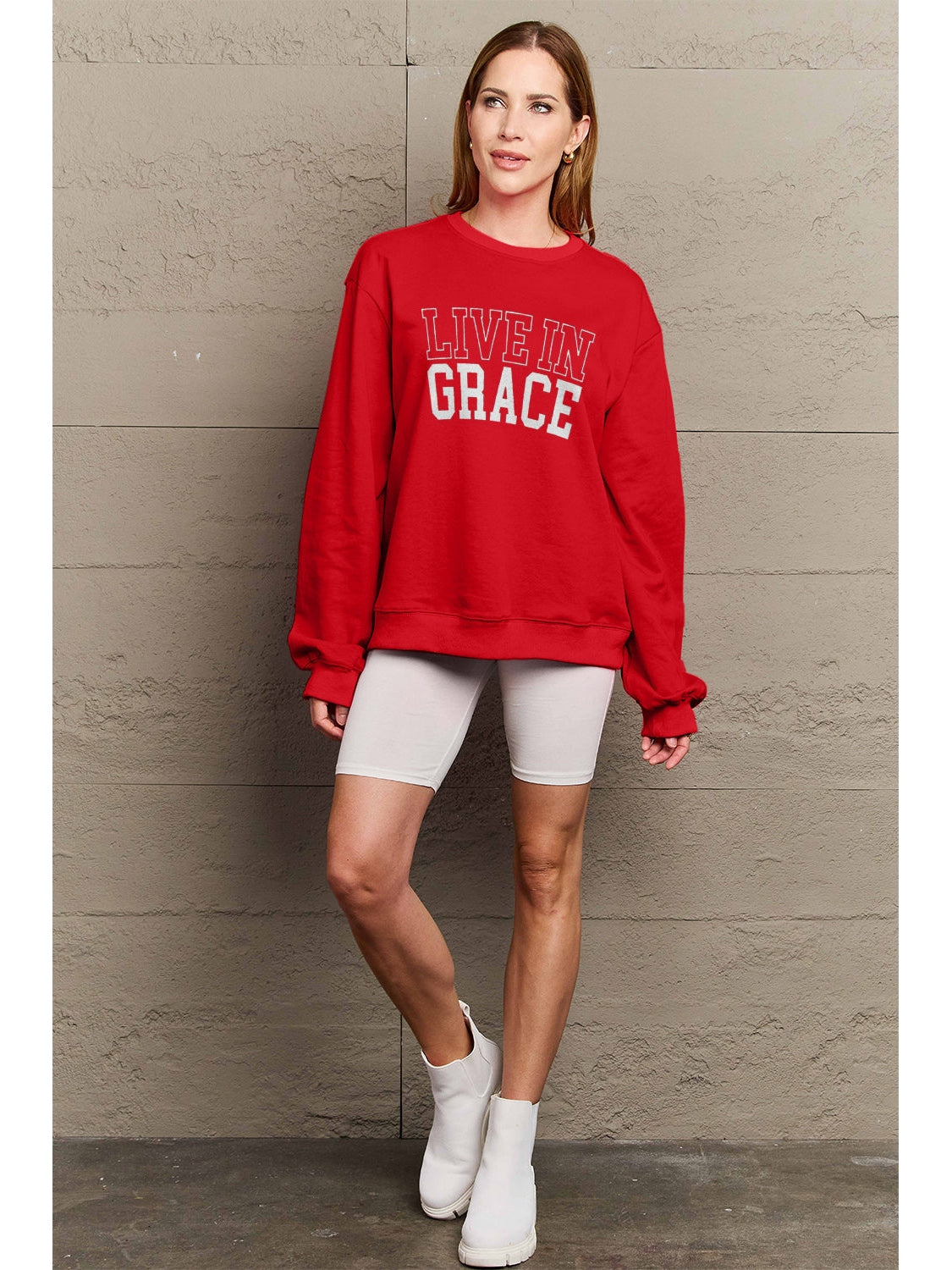 Simply Love Full Size LIVE IN GRACE Graphic Sweatshirt nicholesgifts