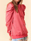 Striped Puff Sleeve Hoodie with Drawstring nicholesgifts