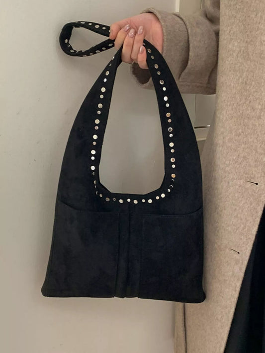 Studded Suede Shoulder Bag nicholesgifts
