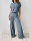 Ribbed Short Sleeve Wide Leg Jumpsuit nicholesgifts
