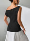 Single Shoulder Short Sleeve Knit Top nicholesgifts