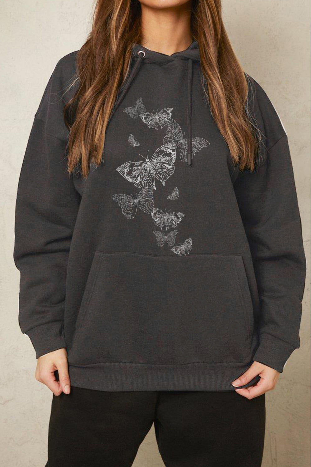 Simply Love Simply Love Full Size Dropped Shoulder Butterfly Graphic Hoodie Trendsi