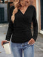 Ruched Surplice Long Sleeve T-Shirt nicholesgifts