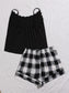 Plus Size Lace Trim Scoop Neck Cami and Printed Shorts Pajama Set nicholesgifts