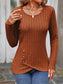 Decorative Button Round Neck Long Sleeve T-Shirt nicholesgifts