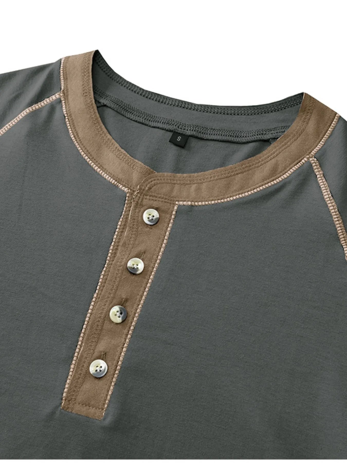 Men's Contrast Trim Henley Polo Shirt NicholesGifts