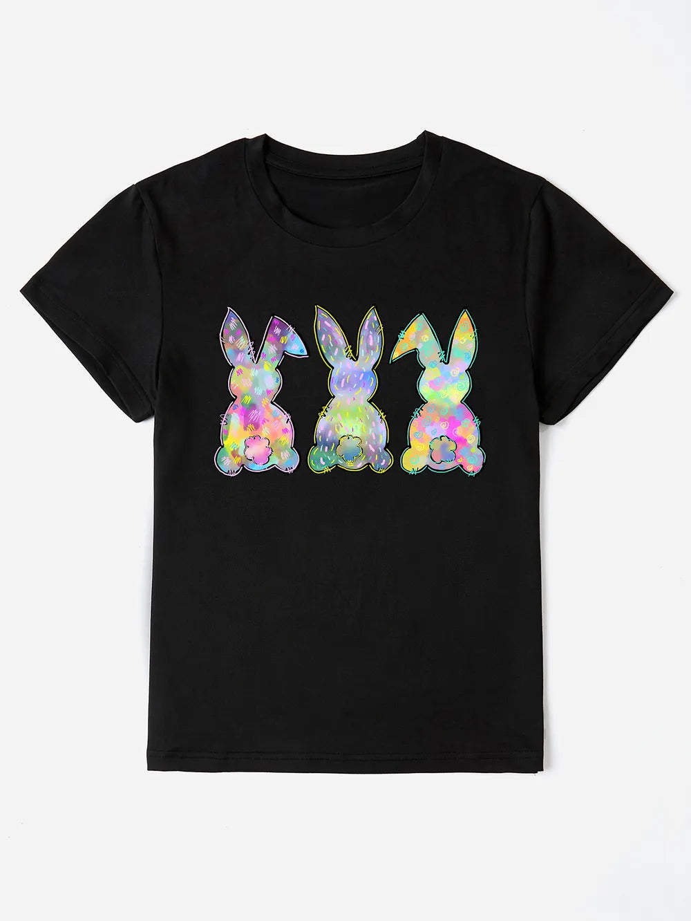Rabbit Round Neck Short Sleeve T-Shirt nicholesgifts