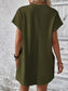 Women Pocketed Round Neck Short Sleeve Dress nicholesgifts